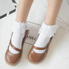 Ruffled Trim Ankle Socks for a Cute and Flirty Touch - White - socks