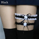 Ruffled Black Wedding Elastic Garter Belt Leg Ring Harness Flowers