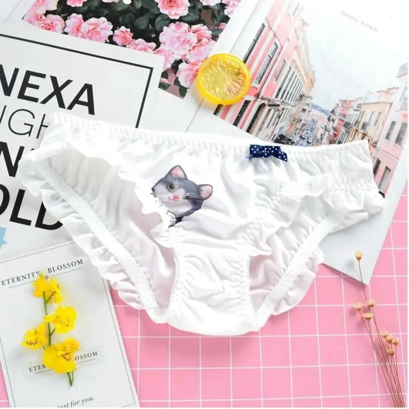 Ruffled White Kitten Panties for Neko Cuties - underwear