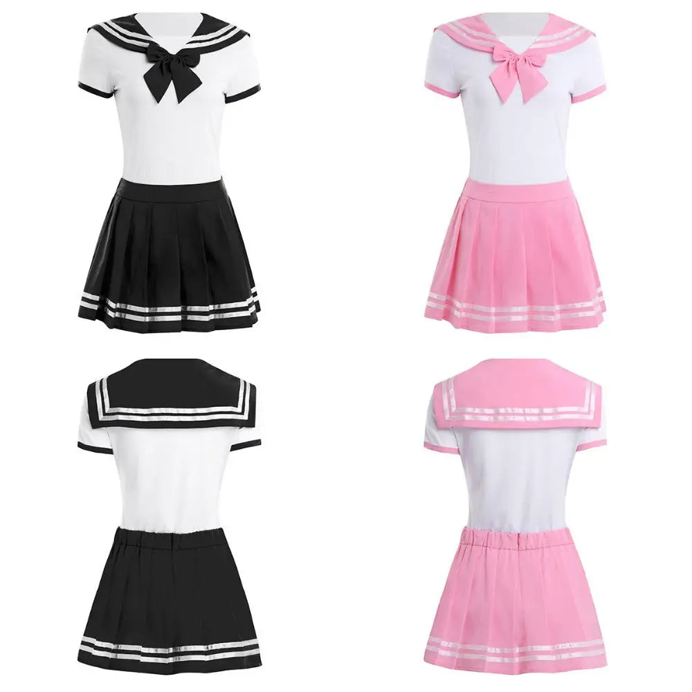 Sailor Scout Snap Crotch Onesie with Pleated School Girl Skirt - onesie