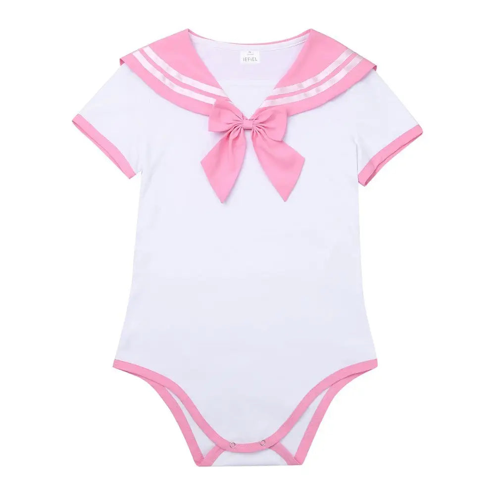 Sailor Scout Snap Crotch Onesie with Pleated School Girl Skirt - onesie