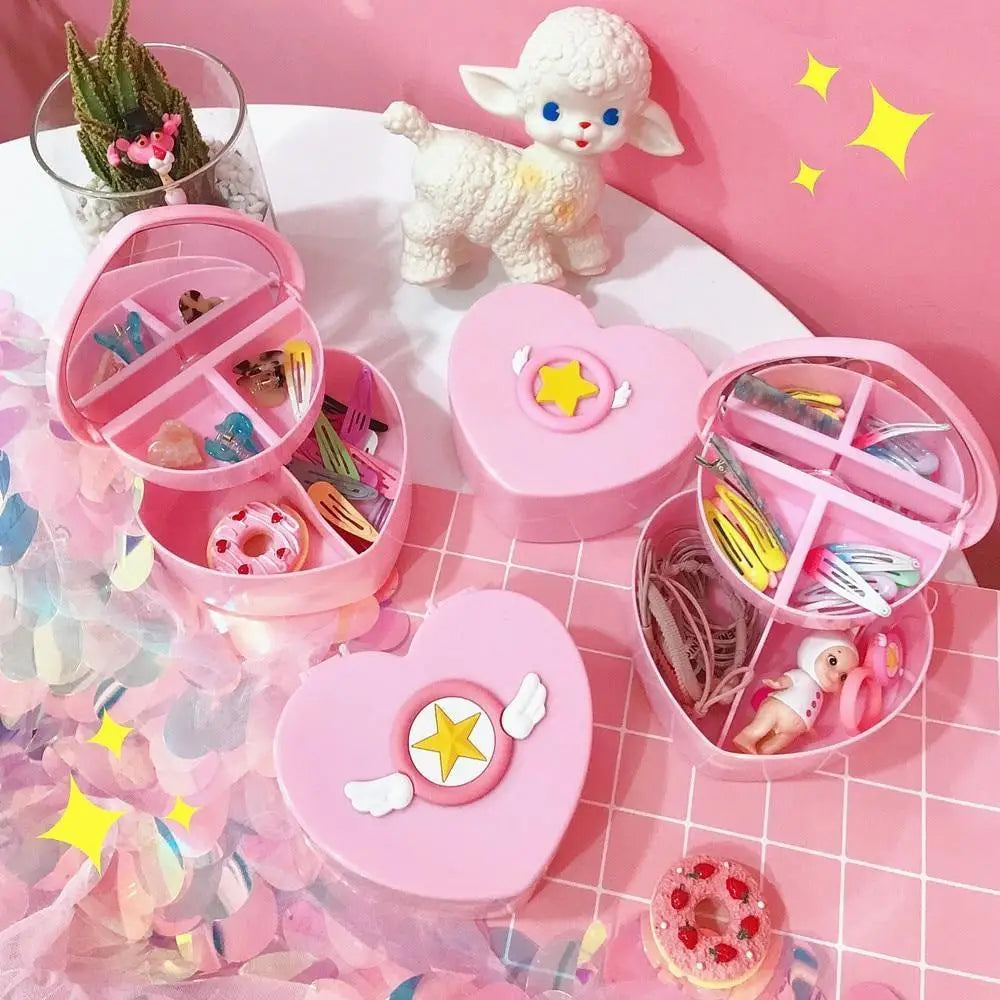 Sakura Layered Organizer Box for Kawaii Bedroom Storage - storage