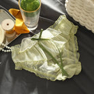 Sakura Wing Panties with Sheer Chiffon and Satin Ribbons - Green / M - Underwear