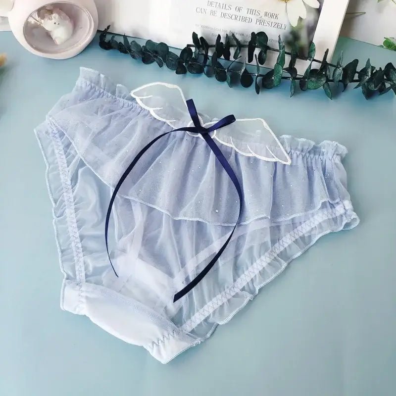 Sakura Wing Panties with Sheer Chiffon and Satin Ribbons - Cosparty