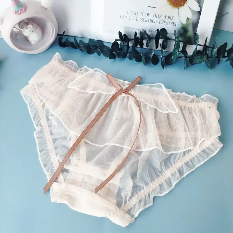 Sakura Wing Panties with Sheer Chiffon and Satin Ribbons - Cosparty