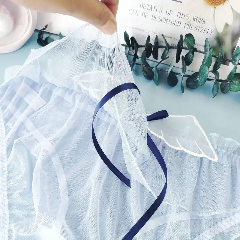 Sakura Wing Panties with Sheer Chiffon and Satin Ribbons - Cosparty