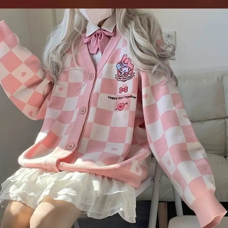 Sanrio Character Checkerboard Cardigan in New Condition - Cosparty