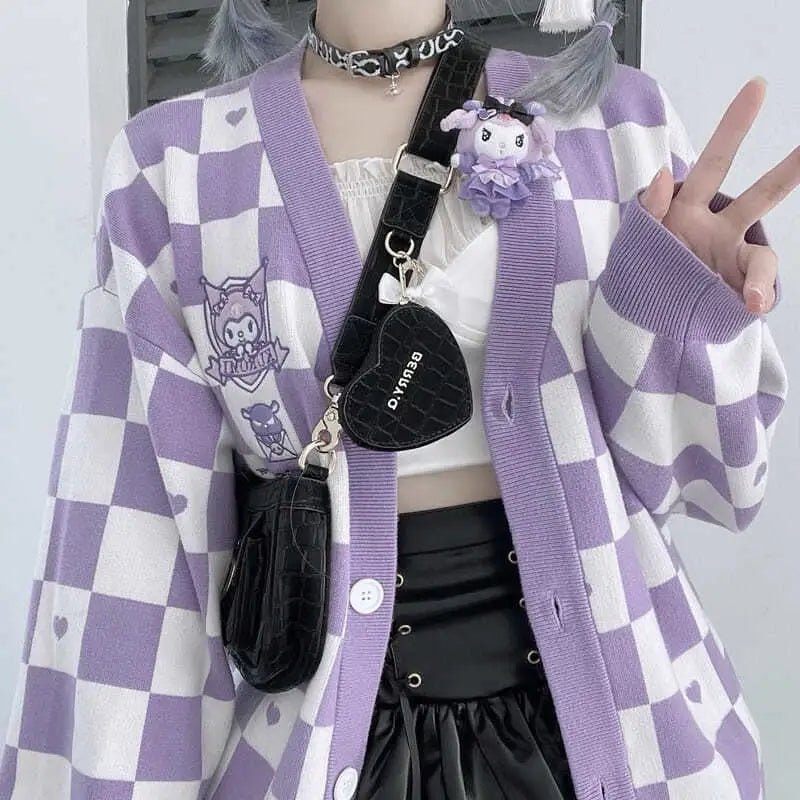 Sanrio Character Checkerboard Cardigan in New Condition - Cosparty