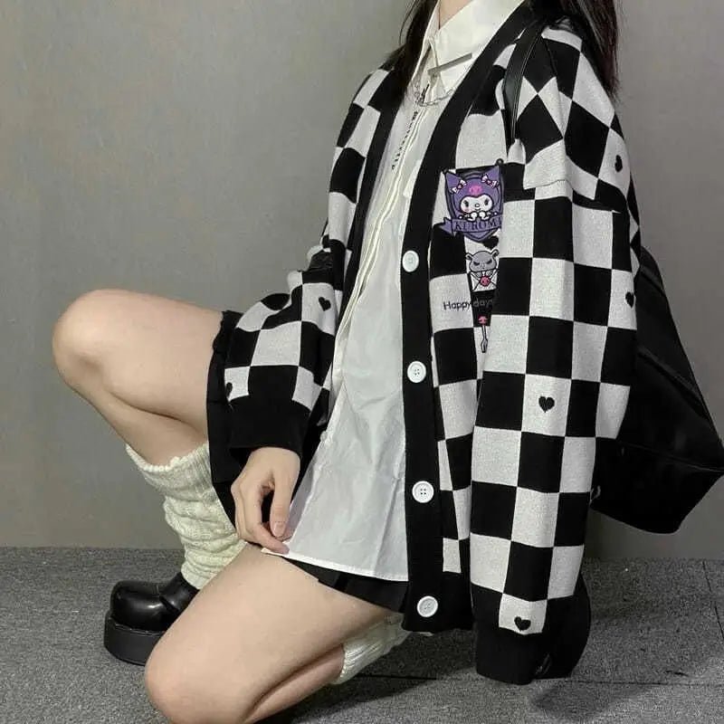 Sanrio Character Checkerboard Cardigan in New Condition - Cosparty