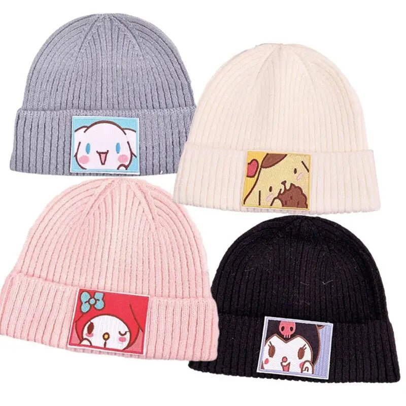 Sanrio Inspired Kawaii Embroidered Beanies for Cozy Warmth - Cosparty