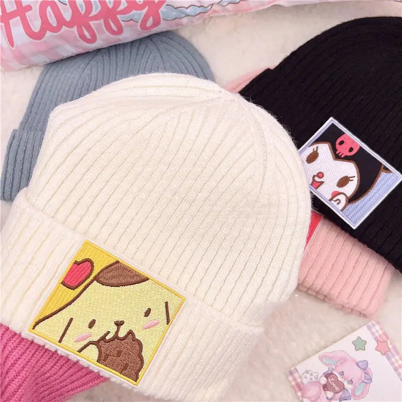 Sanrio Inspired Kawaii Embroidered Beanies for Cozy Warmth - hat