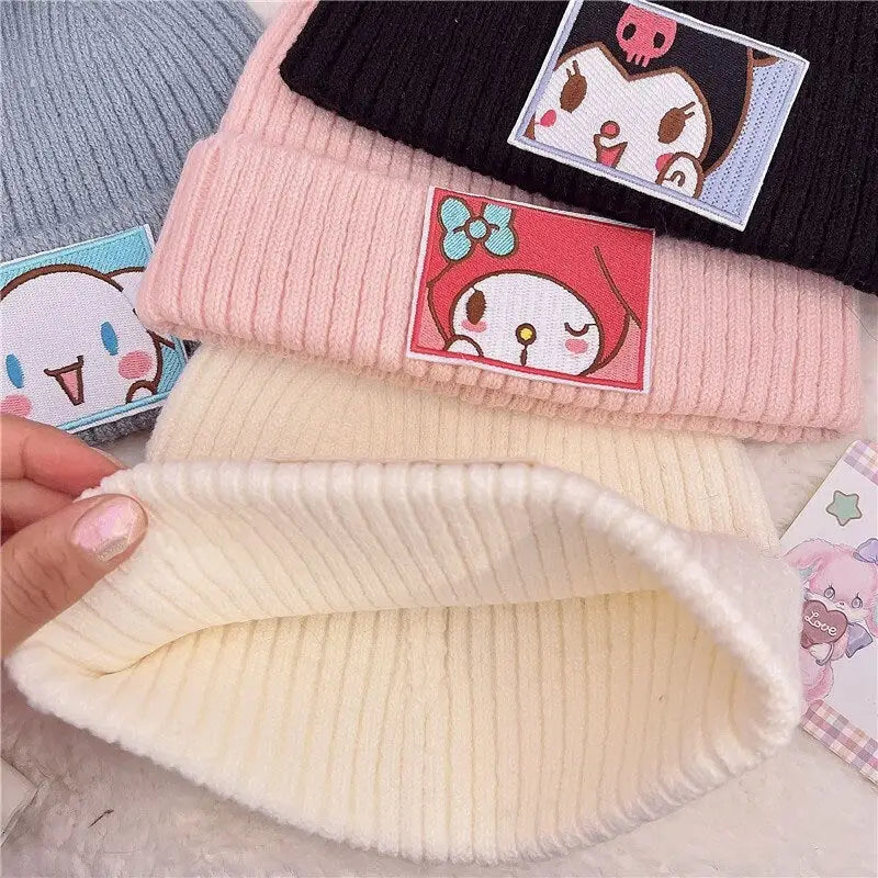 Sanrio Inspired Kawaii Embroidered Beanies for Cozy Warmth - hat