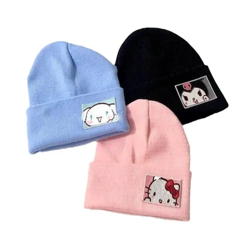 Sanrio Inspired Kawaii Embroidered Beanies for Cozy Warmth - Cosparty
