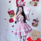 Santa Bunny Dress Set with Matching Headband and Gloves - holiday dress