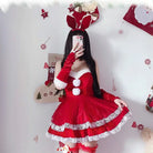 Santa Bunny Dress Set with Matching Headband and Gloves - holiday dress