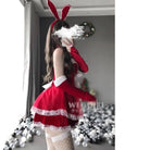 Santa Bunny Dress Set with Matching Headband and Gloves - holiday dress