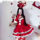 Santa Bunny Dress Set with Matching Headband and Gloves - Cosparty