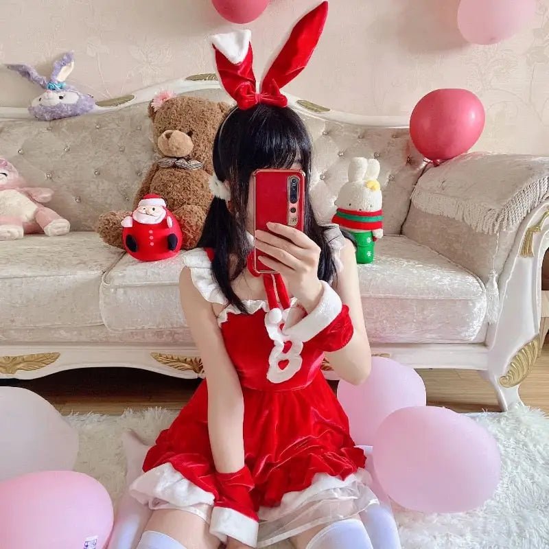 Santa Claus and Bunny Dress with Matching Headband and Cuffs - Cosparty