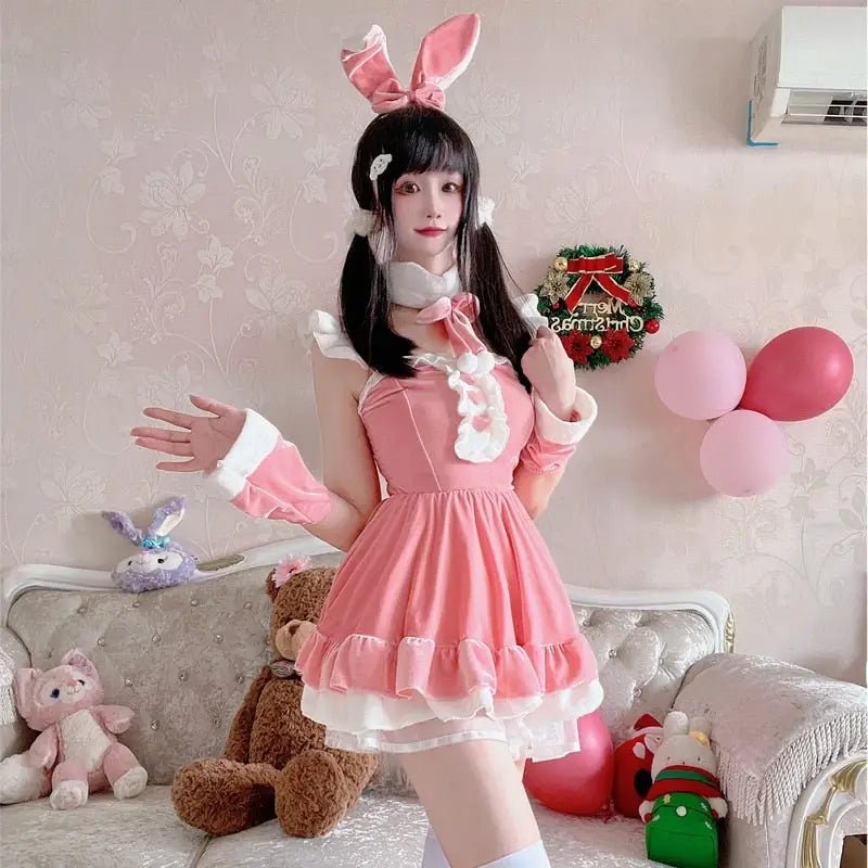 Santa Claus and Bunny Dress with Matching Headband and Cuffs - Cosparty