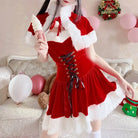 Santa Claus Inspired Dress with Matching Hat and Shawl - dress