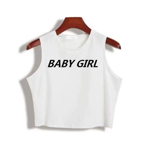 Sassy Baby Girl Cropped Muscle Tees in Black or White - Cosparty