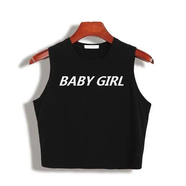 Sassy Baby Girl Cropped Muscle Tees in Black or White - Cosparty