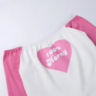 Sassy Bubblegum Pink Long Sleeve Crop Top for 90s Vibes - Cosparty