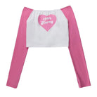 Sassy Bubblegum Pink Long Sleeve Crop Top for 90s Vibes - Cosparty
