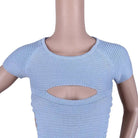 Sassy Cable Knit Virgin Killer Onesie in Blue, Black, and Grey - Cosparty