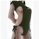 Sassy Cable Knit Virgin Killer Onesie in Blue, Black, and Grey - Cosparty