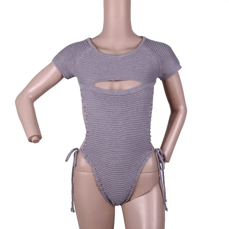 Sassy Cable Knit Virgin Killer Onesie in Blue Black and Grey - onesie