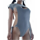 Sassy Cable Knit Virgin Killer Onesie in Blue Black and Grey - onesie