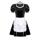 Sassy Latex Bodysuit with White Ruffled Apron Trim - Cosparty