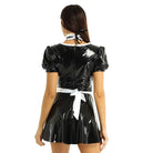 Sassy Latex Bodysuit with White Ruffled Apron Trim - Cosparty