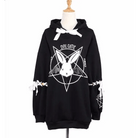 Satanic Bunny Hooded Sweatshirt with Corset Lace - Up Sleeves - Cosparty