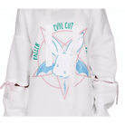 Satanic Bunny Hooded Sweatshirt with Corset Lace - Up Sleeves - Cosparty
