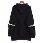 Satanic Bunny Hooded Sweatshirt with Corset Lace-Up Sleeves - Sweater