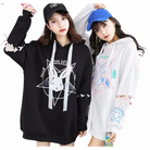 Satanic Bunny Hooded Sweatshirt with Corset Lace-Up Sleeves - Sweater