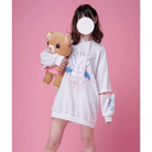 Satanic Bunny Hooded Sweatshirt with Corset Lace - Up Sleeves - Cosparty