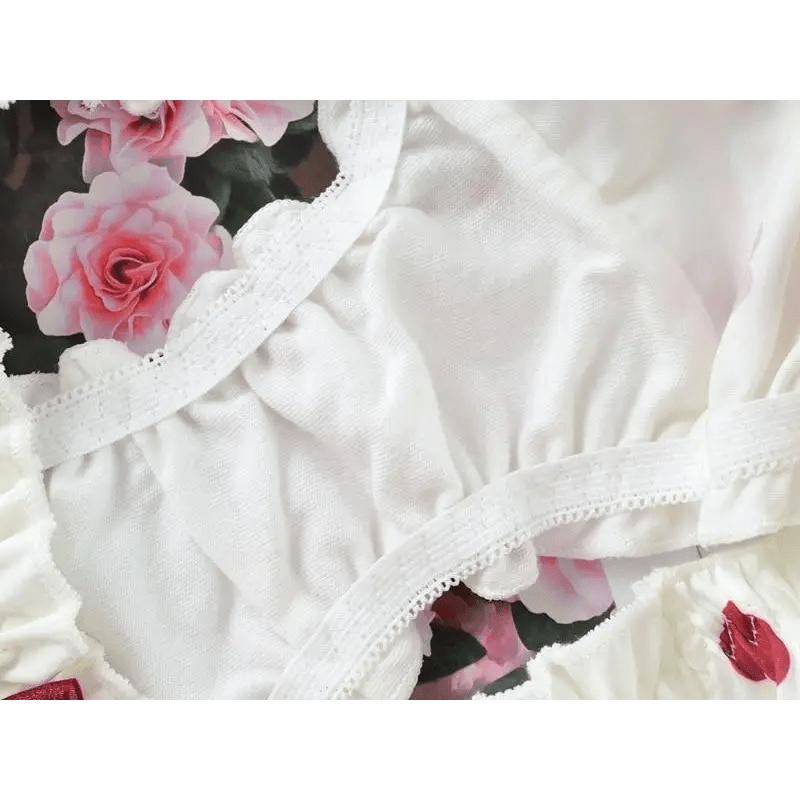 Satin Heart Patterned Undies with Ruffled Trim and Bows in Stock - Cosparty