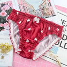 Satin Heart Patterned Undies with Ruffled Trim and Bows in Stock - underwear