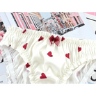 Satin Heart Patterned Undies with Ruffled Trim and Bows in Stock - Cosparty