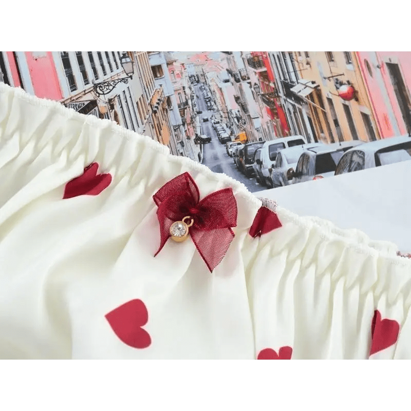 Satin Heart Patterned Undies with Ruffled Trim and Bows in Stock - Cosparty