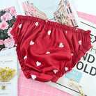 Satin Heart Patterned Undies with Ruffled Trim and Bows in Stock - underwear