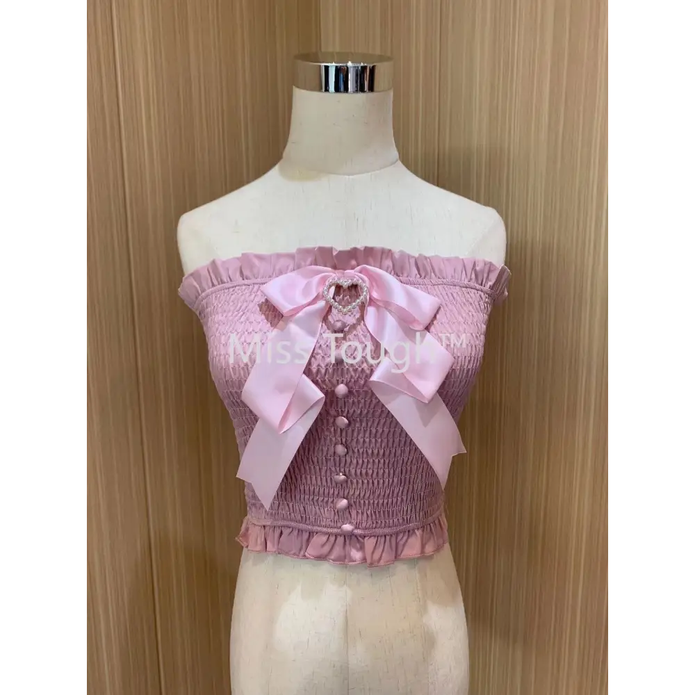 Satin Princess Tube Top in Angelic Pink Satin Fabric - crop top