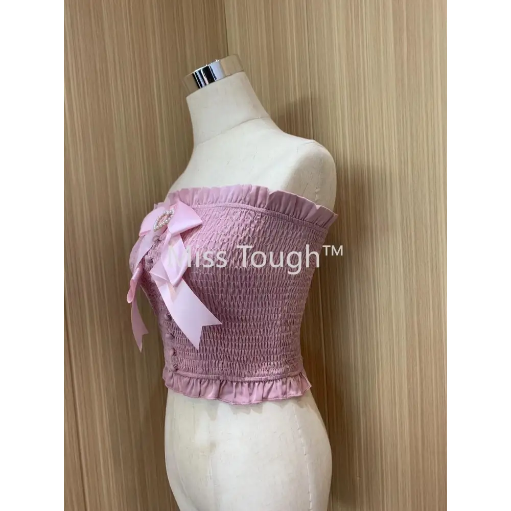 Satin Princess Tube Top in Angelic Pink Satin Fabric - crop top