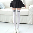 School Girl Inspired Tall Thigh High Stockings with Stripes - Socks