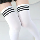 School Girl Inspired Tall Thigh High Stockings with Stripes - Cosparty