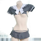 School Girl Micro Crop Top and Bikini Lingerie Set - Cosparty