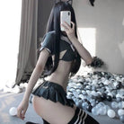 School Girl Micro Crop Top and Bikini Lingerie Set - Cosparty